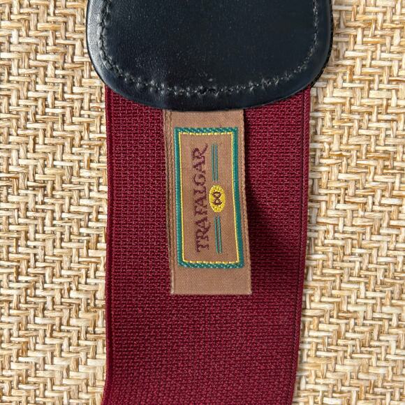 Trafalgar Suspenders Paisley Burgundy Leather Button On Braces USA Made - Picture 5 of 10